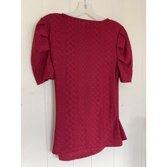 Unbranded Wrap Style Button Accent Medium Top Burgundy - Picture 5 of 5